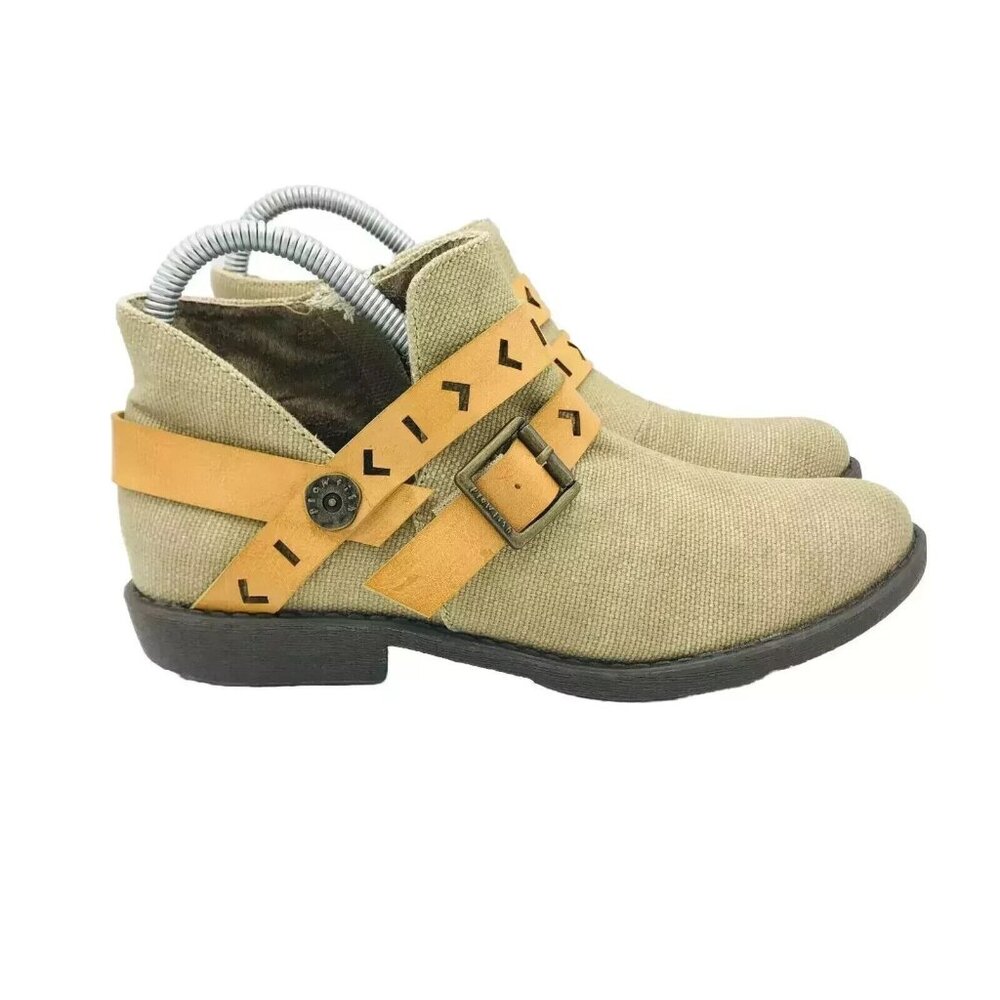 Blowfish Malibu Boots Womens Size 7 Brown Ankle Booties Casual Shoe Zip Buckle